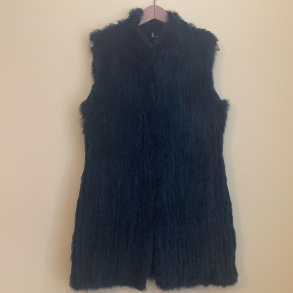 Love Token | Teal Green Rabbit Fur long Soft  Vest S - Picture 1 of 17